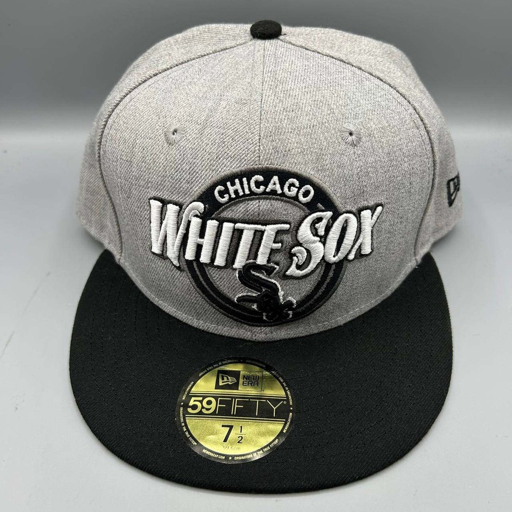 Chicago White Sox Hat Men 7 1/2 Gray Black 59Fifty New Era Fitted Cap New